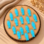 Blue Turquoise Fish Inlay Pendant 25x8mm