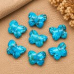 Blue Turquoise Hand Carved Butterfly Gemstone 13mm