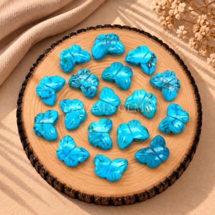Blue Turquoise Hand Carved Butterfly Gemstone 13mm