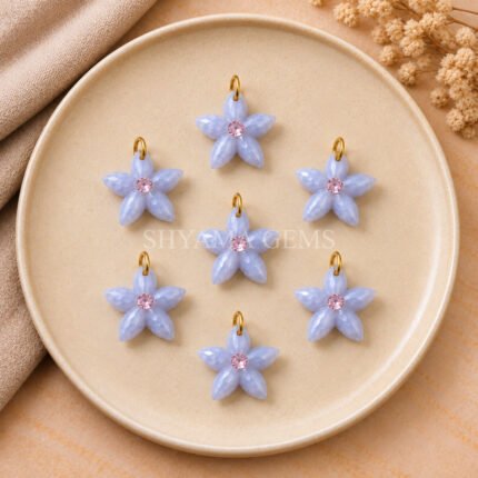 Blue Agate Starfish Carved 15mm Pendant