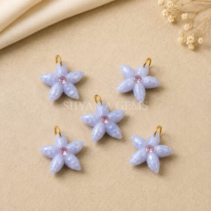 Blue Agate Starfish Carved 15mm Pendant