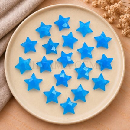 Blue Chalcedony Star Faceted Loose Gemstone 10mm
