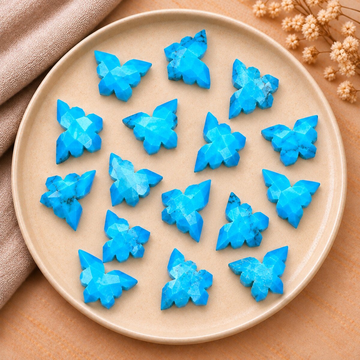 Blue Turquoise Faceted Butterfly Shape Loose Gemstone 14x10mm Blue Turquoise Faceted Butterfly Shape Loose Gemstone 14x10mm
