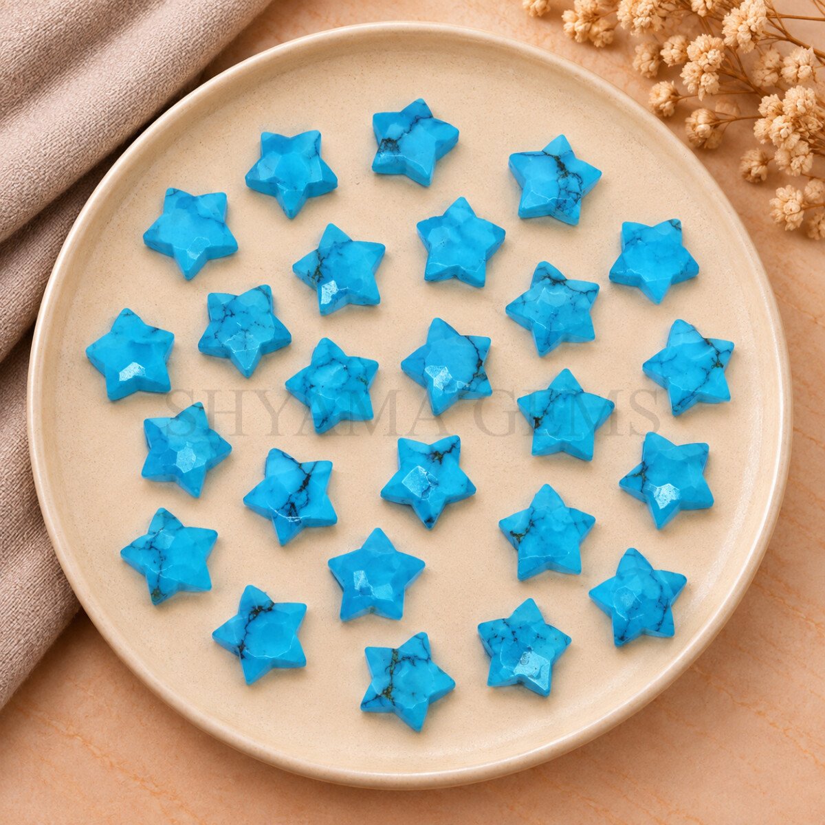 Blue Turquoise Star Faceted Loose Gemstone 10mm Blue Turquoise Star Faceted Loose Gemstone 10mm