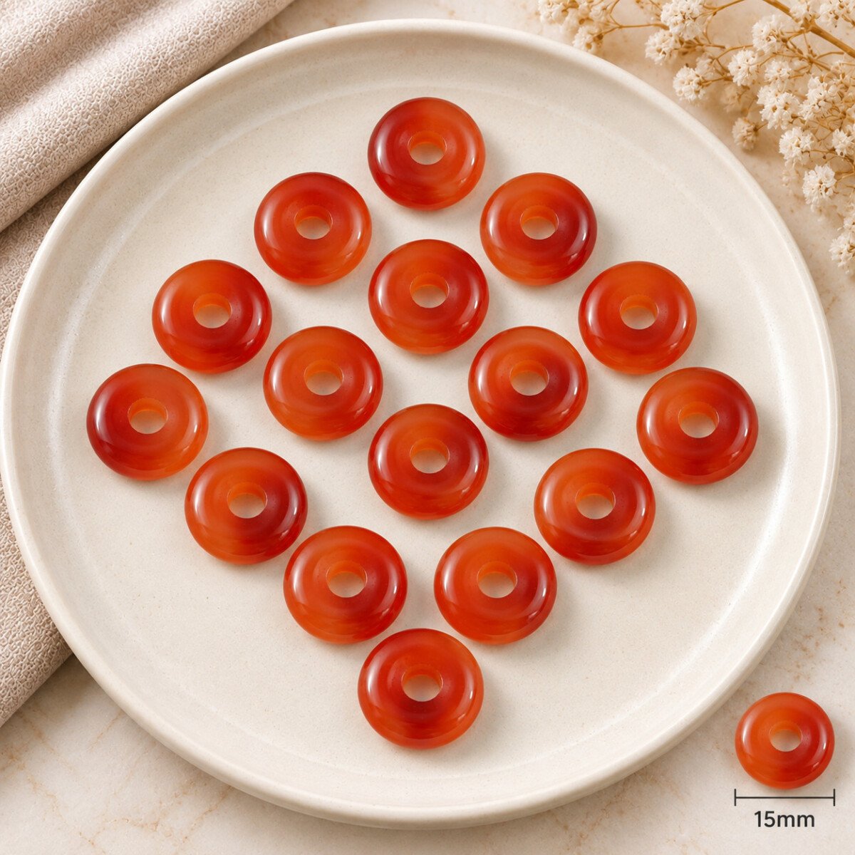 Carnelian Donut Gemstone 15mm Carnelian Donut Gemstone 15mm