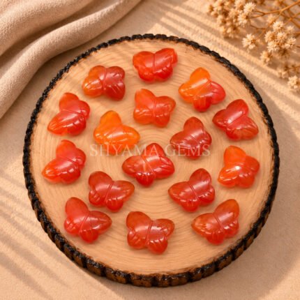 Carnelian Hand Carved Butterfly Gemstone 13mm