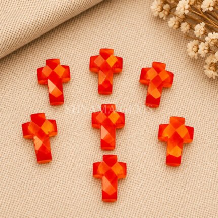 Carnelian Faceted Cross Shape Loose Gemstone 15x10mm