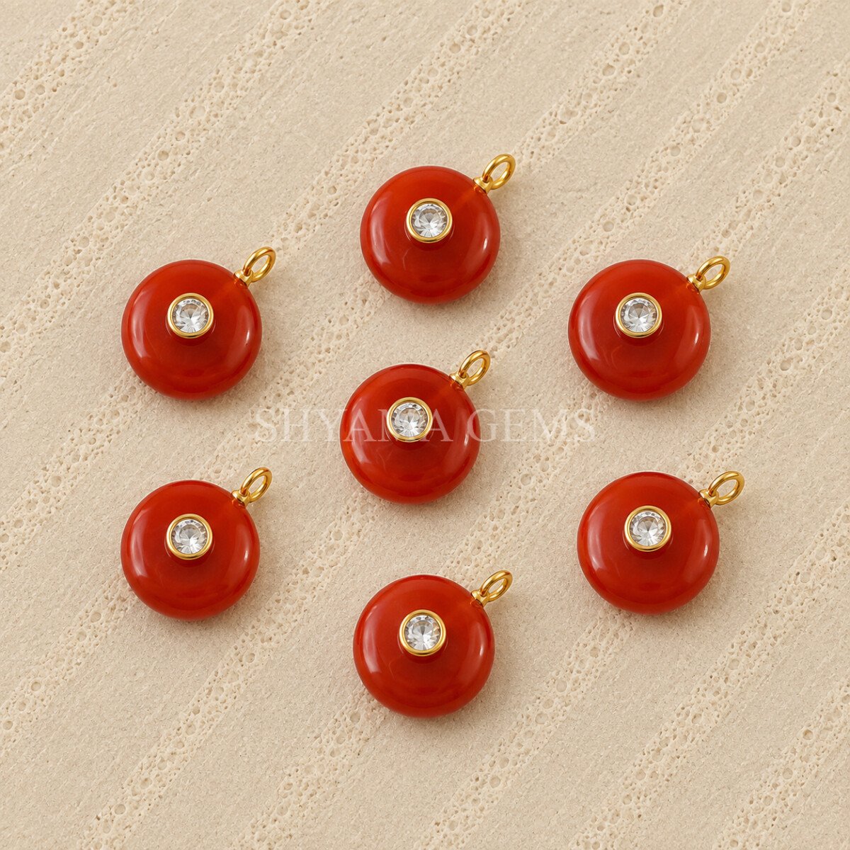 Carnelian Round Inlay Pendant 15mm Carnelian Round Inlay Pendant 15mm