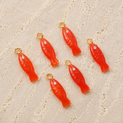 Carnelian Fish Inlay Pendant 25x8mm
