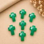 Chrysoprase Chalcedony Faceted Cross Shape Loose Gemstone 15x10mm