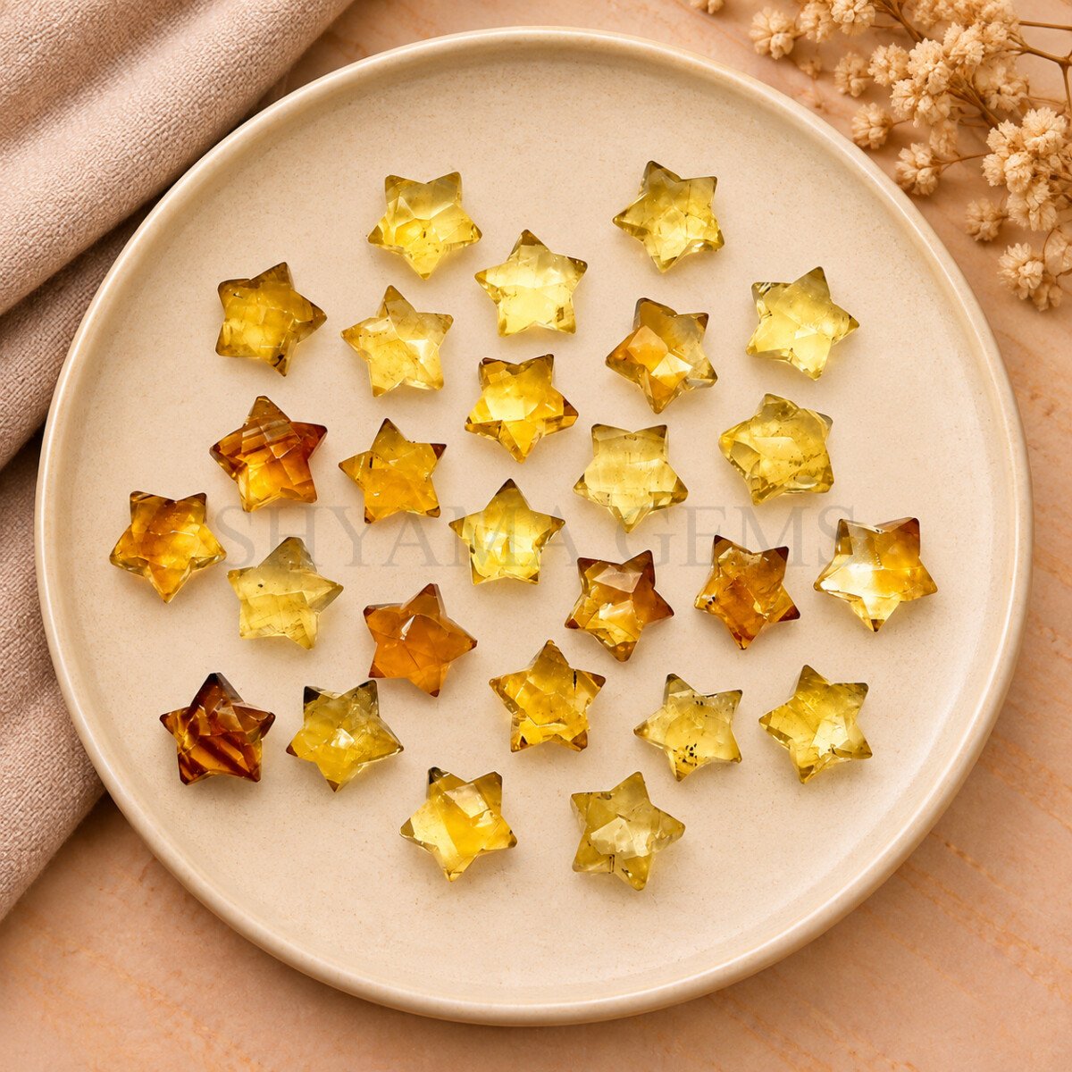 Citrine Quartz Star Faceted Loose Gemstone 10mm Citrine Quartz Star Faceted Loose Gemstone 10mm