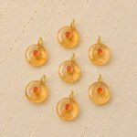 Citrine Round Inlay Pendant 15mm