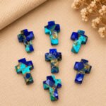 Copper Blue Purple Turquoise Faceted Cross Shape Loose Gemstone 15x10mm