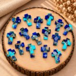 Copper Blue Purple Turquoise Faceted Cross Shape Loose Gemstone 15x10mm