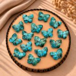 Copper Turquoise Hand Carved Butterfly Gemstone 13mm