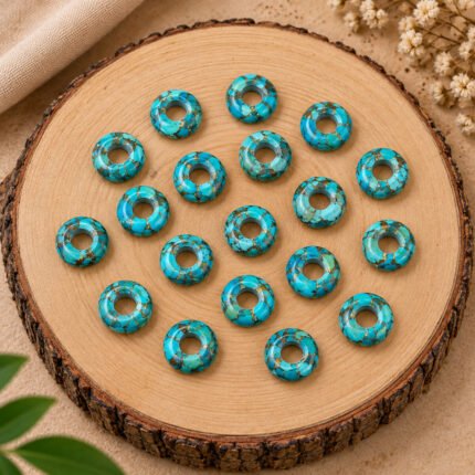 Copper Turquoise Donut Gemstone 15mm