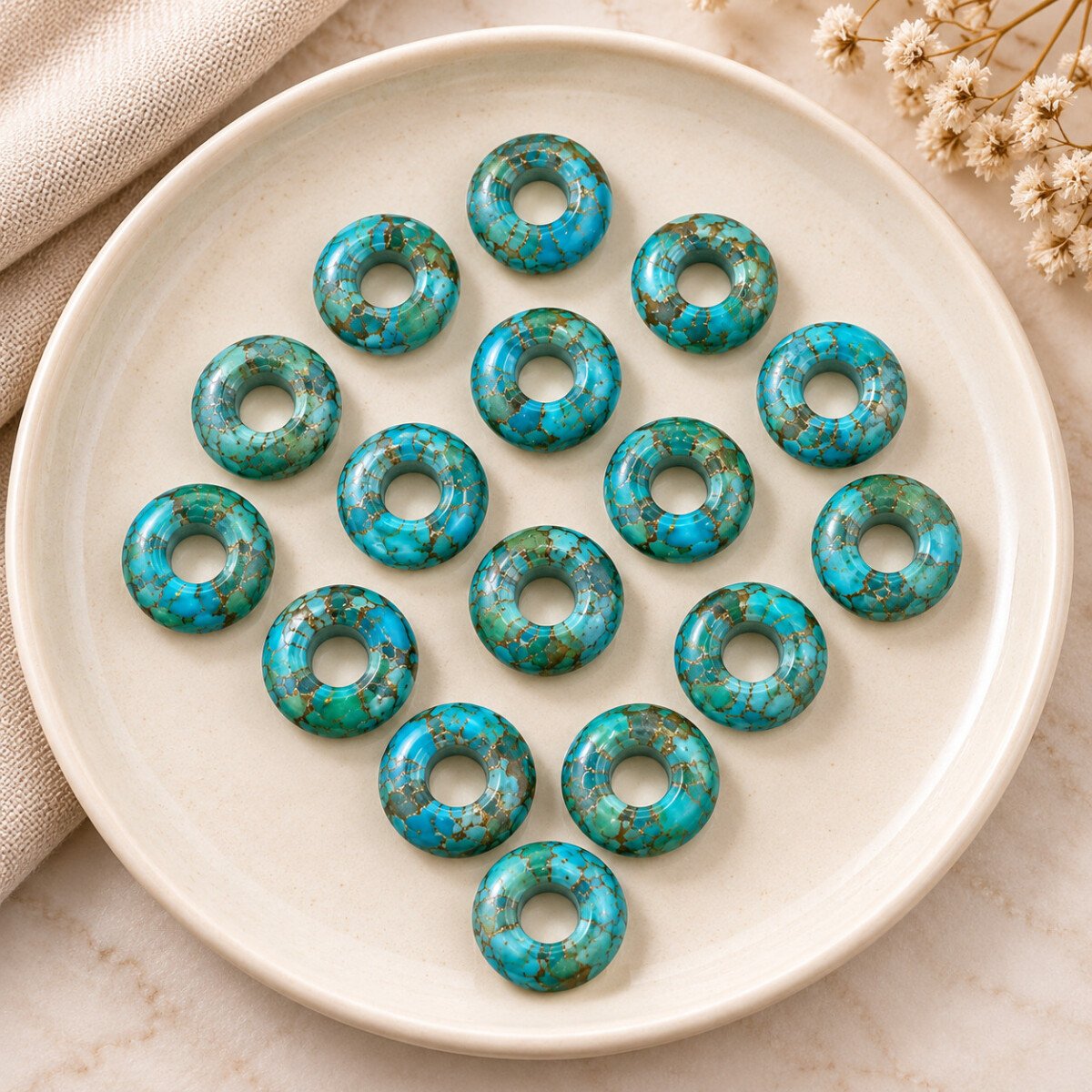 Copper Turquoise Donut Gemstone 15mm Copper Turquoise Donut Gemstone 15mm