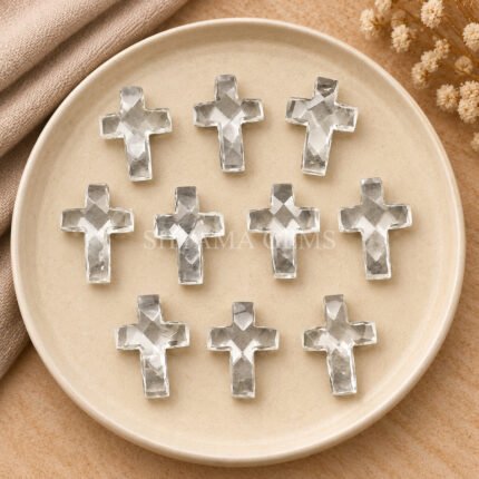 Crystal Quartz Faceted Cross Shape Loose Gemstone 15x10mm