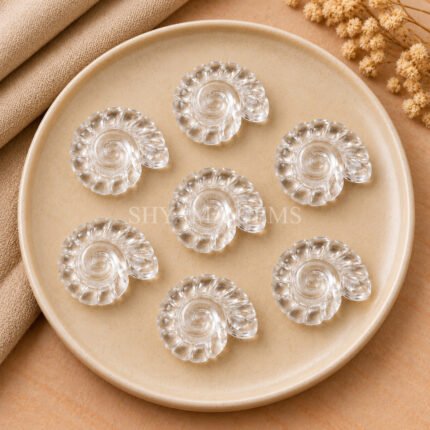 Crystal Quartz Shell Snail Nautilus Carved 20mm Gemstone