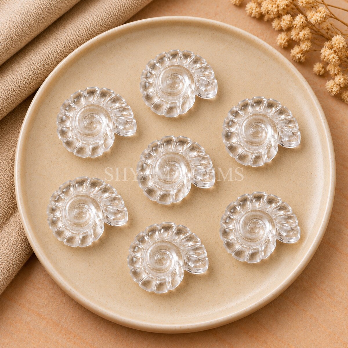 Crystal Quartz Shell Snail Nautilus Carved 20mm Gemstone Crystal Quartz Shell Snail Nautilus Carved 20mm Gemstone
