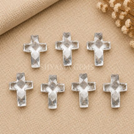Crystal Quartz Faceted Cross Shape Loose Gemstone 15x10mm