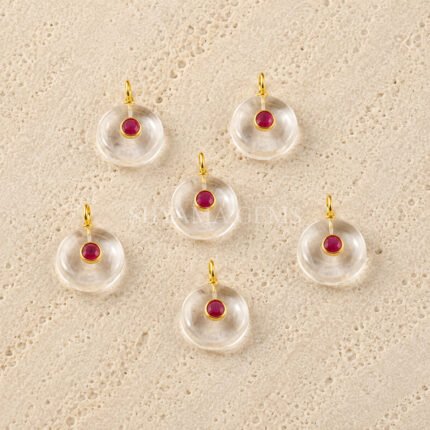 Crystal Quartz Round Inlay Pendant 15mm