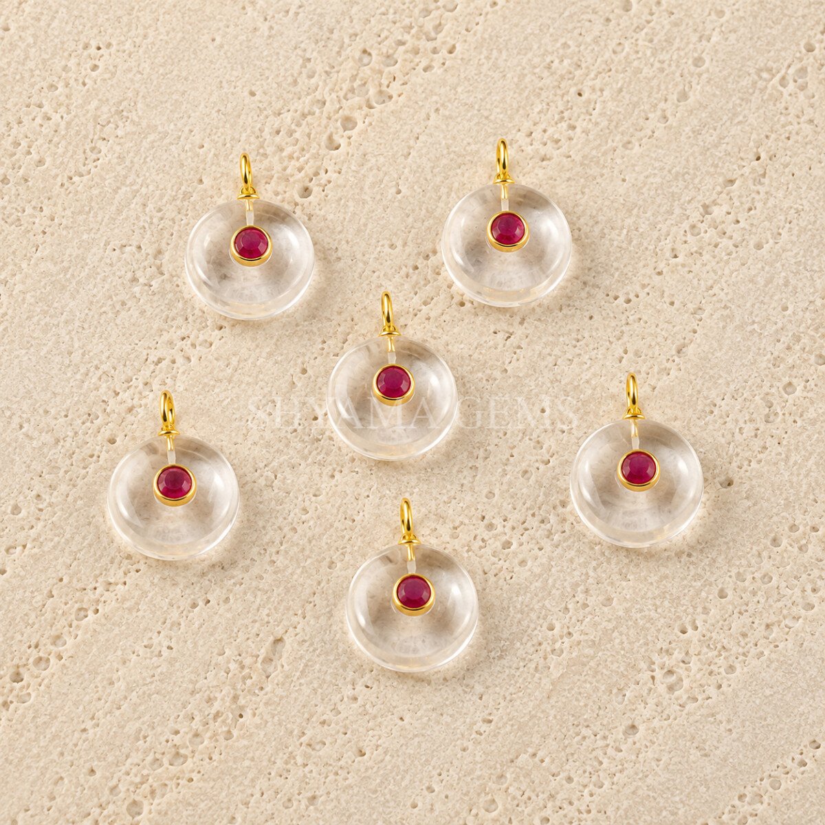 Crystal Quartz Round Inlay Pendant 15mm Crystal Quartz Round Inlay Pendant 15mm