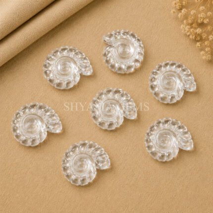 Crystal Quartz Shell Snail Nautilus Carved 20mm Gemstone