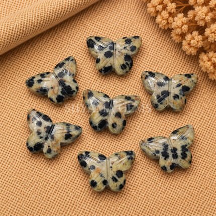 Dalmatian Jasper Hand Carved Butterfly Gemstone 13mm