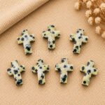 Dalmatian Jasper Faceted Cross Shape Loose Gemstone 15x10mm