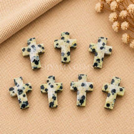 Dalmatian Jasper Faceted Cross Shape Loose Gemstone 15x10mm