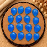 Dark Blue Chalcedony Leaf Carved Gemstone 14x10mm