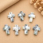 Dendrite Opal Faceted Cross Shape Loose Gemstone 15x10mm