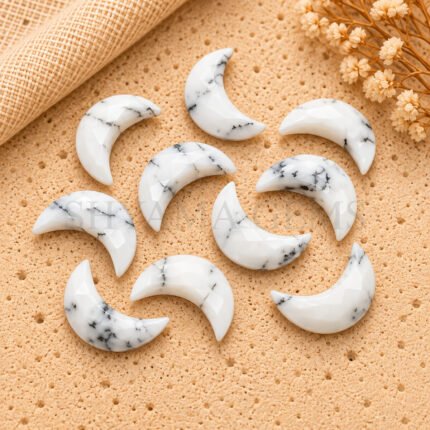 Dendritic Opal Faceted Moon Gemstone 17mm