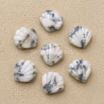 Dendrite Opal Carved Shell Gemstone 12mm