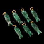 Emerald Quartz Fish Inlay Pendant 25x8mm