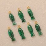 Emerald Quartz Fish Inlay Pendant 25x8mm