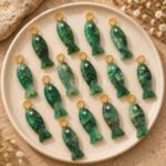 Emerald Quartz Fish Inlay Pendant 25x8mm