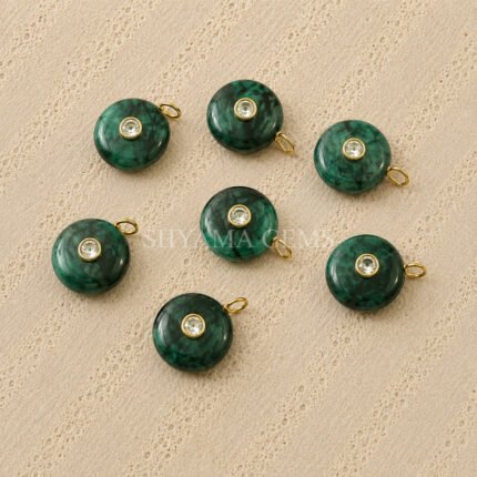 Emerald Round Inlay Pendant 15mm