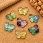 Multi Fluorite Hand Carved Butterfly Gemstone 13mm