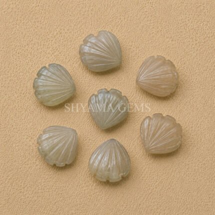 Grey Moonstone Carved Shell Gemstone 12mm