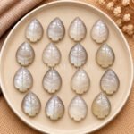 Grey Moonstone Leaf Carved Gemstone 14x10mm