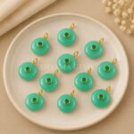 Green Chalcedony Chrysoprase Round Inlay Pendant 15mm