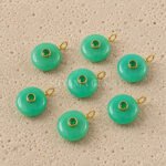Green Chalcedony Chrysoprase Round Inlay Pendant 15mm