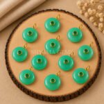 Green Chalcedony Chrysoprase Round Inlay Pendant 15mm