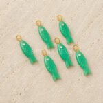 Green Chrysoprase Chalcedony Fish Inlay Pendant 25x8mm