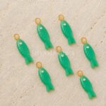 Green Chrysoprase Chalcedony Fish Inlay Pendant 25x8mm