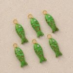 Green Copper Turquoise Fish Inlay Pendant 25x8mm
