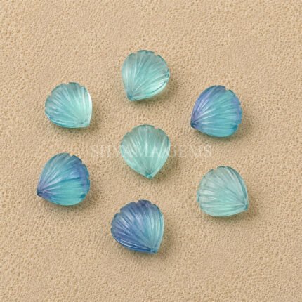 Green Fluorite Carved Shell Gemstone 12mm