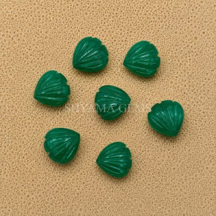 Green Onyx Carved Shell Gemstone 12mm